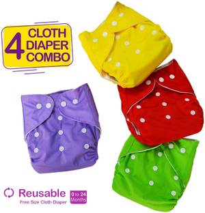 LAPWING Baby Reusable Cotton Cloth Diapers, Washable and Adjustable
