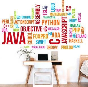 StickMe Computer - Programming Languages - Motivational - Inspirational - Colorful - Word Cloud - Wall Sticker-SM811