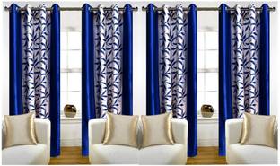 Sehbhagi 214 cm (7 ft) Polyester Semi Transparent Door Curtain (Pack Of 4)