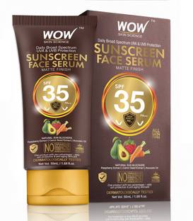 WOW SKIN SCIENCE Sunscreen - SPF 50 PA++ Matte Finish Sunscreen Face Serum with Raspberry, Carrot Seed & Avocado Oil - No Parabens, Silicones, Mineral Oil, Oxide, Colour, Benzophenone