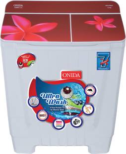 ONIDA 7.2 kg with Tri-Storm Technology and Designer Glass Lid Semi Automatic Top Load Washing Machine Red, White
