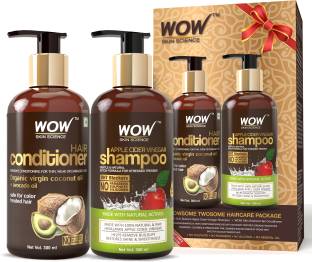 WOW SKIN SCIENCE Apple Cider Vinegar Shampoo 300ml & WOW Hair Conditioner 300ml Combo Kit