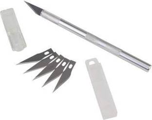 MOREL DETAIL PEN KNIFE WITH 5 INTERCHANGEABLE BLADES Metal Grip Hand-held Paper Cutter