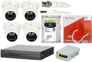 CP PLUS CP PLUS GUARD+ INTELLIGENT FULL COLOR HD (CP-GPC-D24L2-S) 4 DOME CAMERA,(CP-UVR-0401E1-CS) COSMIC 4 CHANNEL DVR,CP PLUS 4 CHANNEL POWER SUPPLY, 1TB HARD DISK WITH 3 YEAR WARRANTY,CP PLUS WIRE BUNDLE,BNC AND DC CONNECTORS. Security Camera