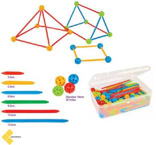 Square Drop Vertex Wonder Set of 330 pcs. - Mathematics - Geometry Brain Boosting Mathematical Activities for Age 5+ Years Old Kids - Do It Yourself Mathematics Activity Kit