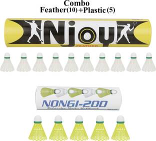 Nongi Combo Feather And Plastic Shuttle  - Yellow