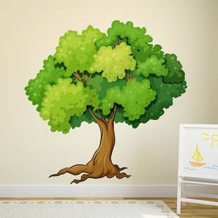 Wallzone 110 cm Big Green Tree Removable Sticker