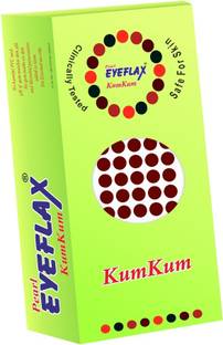 PEARL EYEFLAX Kumkum Bindi Dark Maroon Round Box with 15 Flaps DMR 6 (Dark Maroon) Forehead Maroon Bindis