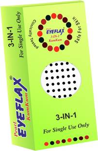 PEARL EYEFLAX Kumkum Bindi Black Round Box with 15 Flaps BR 11 (Black) Forehead Black Bindis