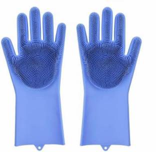 KITCHENGRAM Silicone Cleaning Dish Washing Gloves Wet and Dry Glove Set