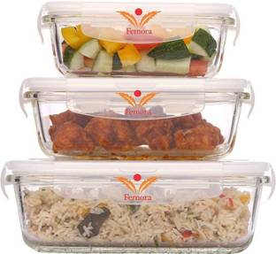 Femora Glass Fridge Container  - 1000 ml, 620 ml, 400 ml