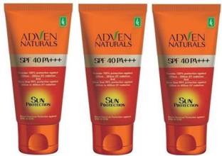 Adven Naturals Sunscreen - SPF 50 PA+++ Sun Protection Sun Screen With Has Effective Protection Against UVA & UVB - SPF 40 PA+++ PACK OF 3