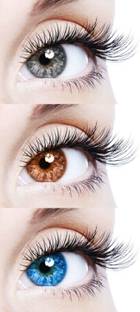 डायमंड आई 3 Pair Monthly Grey Brown Sky Blue Colored 0 Power Contact Lenses for Eyes Men and Women with Lens Case मासिक