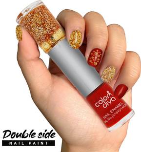 Color Diva 2 in 1 Color Dual Nailpaint Red, Golden (112-134) Red, Golden