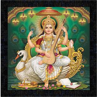 Poster N Frames Poster And Frame Saraswati Poster | Home Decoration | Best Gifting Option Digital Reprint 14 inch x 14 inch Painting
