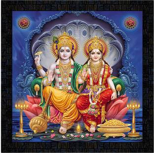 Poster N Frames Poster And Frame Vishnu Laxmi Wall Poster | For Pooja Room | Decoration Item Digital Reprint 14 inch x 14 inch Painting