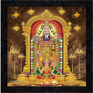 Poster N Frames framed poster of Tirupati Balaji - Lord Venkateswara Digital Reprint 14 inch x 14 inch Painting
