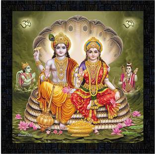 Poster N Frames Vishnu Laxmi Poster | Home Decoration | Best Gifting Option Digital Reprint 14 inch x 14 inch Painting