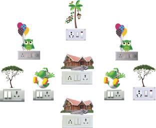 Jump up Switch board sticker_3D_Vinyl_Home-tree-cartoon (set of 9 ) Pack of 9