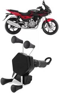 fexino MultiFunctional Mobile Holder with USB Charger(Black)-519 2.1 A Bike Mobile Charger