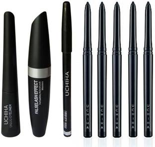 Uchiha Liquid Eyeliner, Eyebrow Pencil Mascara With Set Of 4 Kajal
