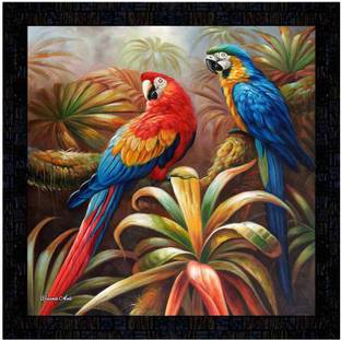 Poster N Frames Poster And Frame Parrot Painting | Best Gift For Home Decoration| D�cor Item Digital Reprint 14 inch x 14 inch Painting
