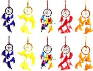 Ryme Purple,Yellow ,Multi, Red, Orange Wall Hanging (Pack Of 10) Wool Dream Catcher