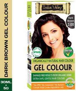 Indus Valley Organically Natural Gel Dark Brown 3.00 - One Touch Pack , Dark Brown 3.00