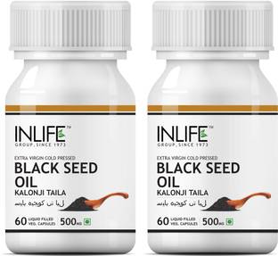 INLIFE Black Seed Oil, Extra Virgin Cold Pressed Vegetarian 60 Capsules (2 Pack)