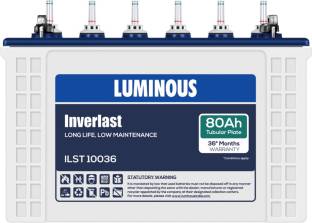 LUMINOUS Inverlast ILST10036 80Ah Short Tubular Battery Tubular Inverter Battery