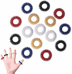 Cure18 Acupressure Massage Rings, Finger Acupressure Ring Set Medicine Fidget Finger Ring for Kids Teens Adults Spiky Sensory Rings, Finger Massager Roller, Silent Fidget Toy for ADHD, Autism, Stress Relief Massager