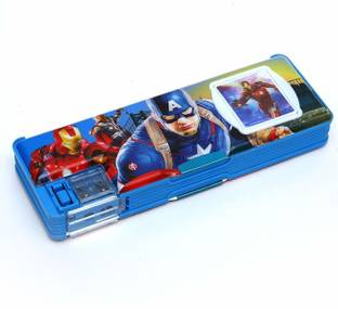 dishvy CAPTAIN AMERICA Multipurpose Pencil Box with Calculator & Dual sharpner - Spiderman Art Plastic Pencil Box