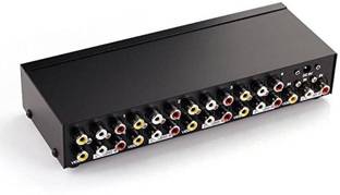microware AV 8 Port 3 RCA Audio Video Composite Splitter 1 in - 8 Out Media Streaming Device (Black) Media Streaming Device