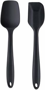 P-PLUS INTERNATIONAL Spoon Big 27cm+Spatula Big 27cm|BLACK Non-Stick Spatula