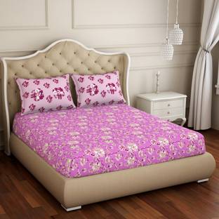 SPACES 144 TC Cotton Queen Floral Flat Bedsheet