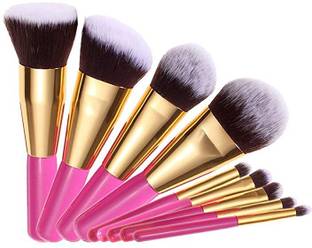 Maange Foundation, Eyeshadow Makeup Brush Set, Pink (Set Of 10)