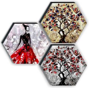saf 6MM MDF HEXAGON MODERN ART PAINTING Enamel 21 inch x 21 inch Painting