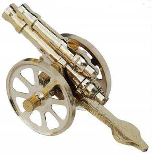 salvusappsolutions Handcrafted Brass Metal Double Barrel Mini Cannon Decorative Gift Item showpiece for Home Décor Decorative Showpiece  -  6 cm