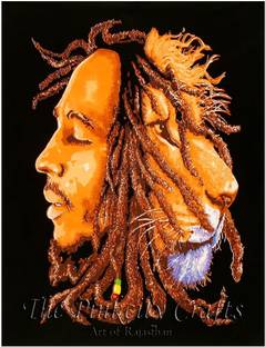AMURA artisans BOB Marley with Lion Face Multicolour Art Tapestry