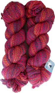 GANGA Zinea Hand Knitting Yarn (Multi Ruby Pink) (Hanks-200gms)