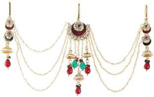 payal jewellery PJ Designer Gold Plated Resin Hair Brooch/Juda for Women/Girls Hair Chain