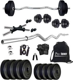 muskular 20 kg Plates with 3 rods with Accessories Home Gym Combo