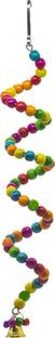 GREENBIRDS TOYS Spiral Wooden Perch for Parrots - Bungee Bird Toy - Improves Balance, Coordination and Agility - Brightly Colored Handmade Chew Toy - Ideal for Relaxing of Small & Medium Birds Parrot Wooden Chew Toy, Training Aid For Bird