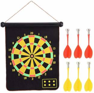 CRENTILA Double Sided Magnet Dart Board Game - with 6 Darts Board Game Accessories Board Game