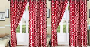 Sehbhagi 214 cm (7 ft) Polyester Semi Transparent Door Curtain (Pack Of 4)