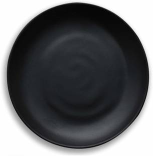 SEPARATE WAY Handmade Plain Ceramic/Stoneware Dinner Plate (10 inches, Royal Matt Black) Dinner Plate