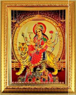 SUNINOW Goddess Durga Ma God Photo for Pooja | Hindu Bhagwan Devi Devta Photo | God Photo Frames | Wall Décor Photo Frame | Photo Frame Religious Frame