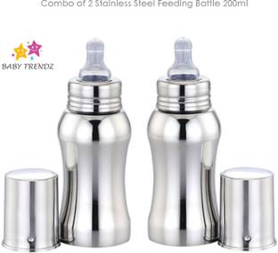 Baby Trendz Stainless Steel Baby Feeding Bottle 200ml Combo Pack of 2 - 400 ml