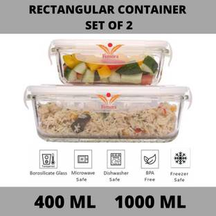 Femora Glass Fridge Container  - 1000 ml, 400 ml