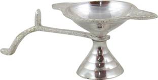 GoldGiftIdeas Aarti Diya Set for Pooja Silver Plated Table Diya